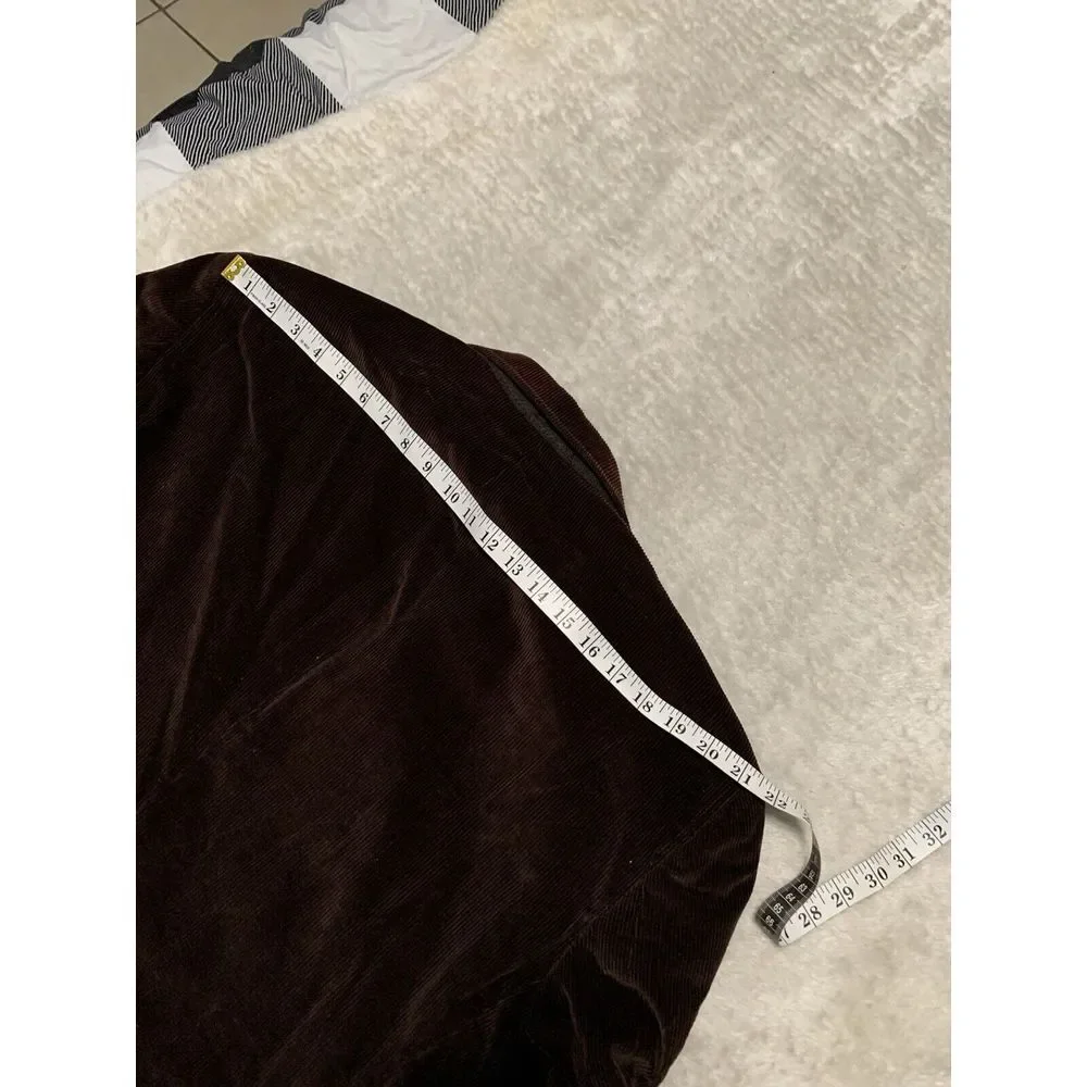 Stafford Corduroy Blazer Jacket Men 46R Brown Button Up Sport Elbow Patch Casual